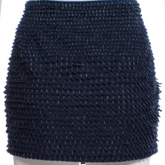 Haute Hippie Navy Scalloped Mini Skirt - Picture 2 of 14